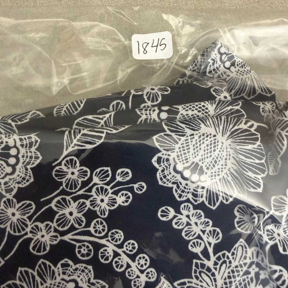 Tommy Hilfiger Navy White Floral Cotton Sleeveless Button Front Shirt Dress 12